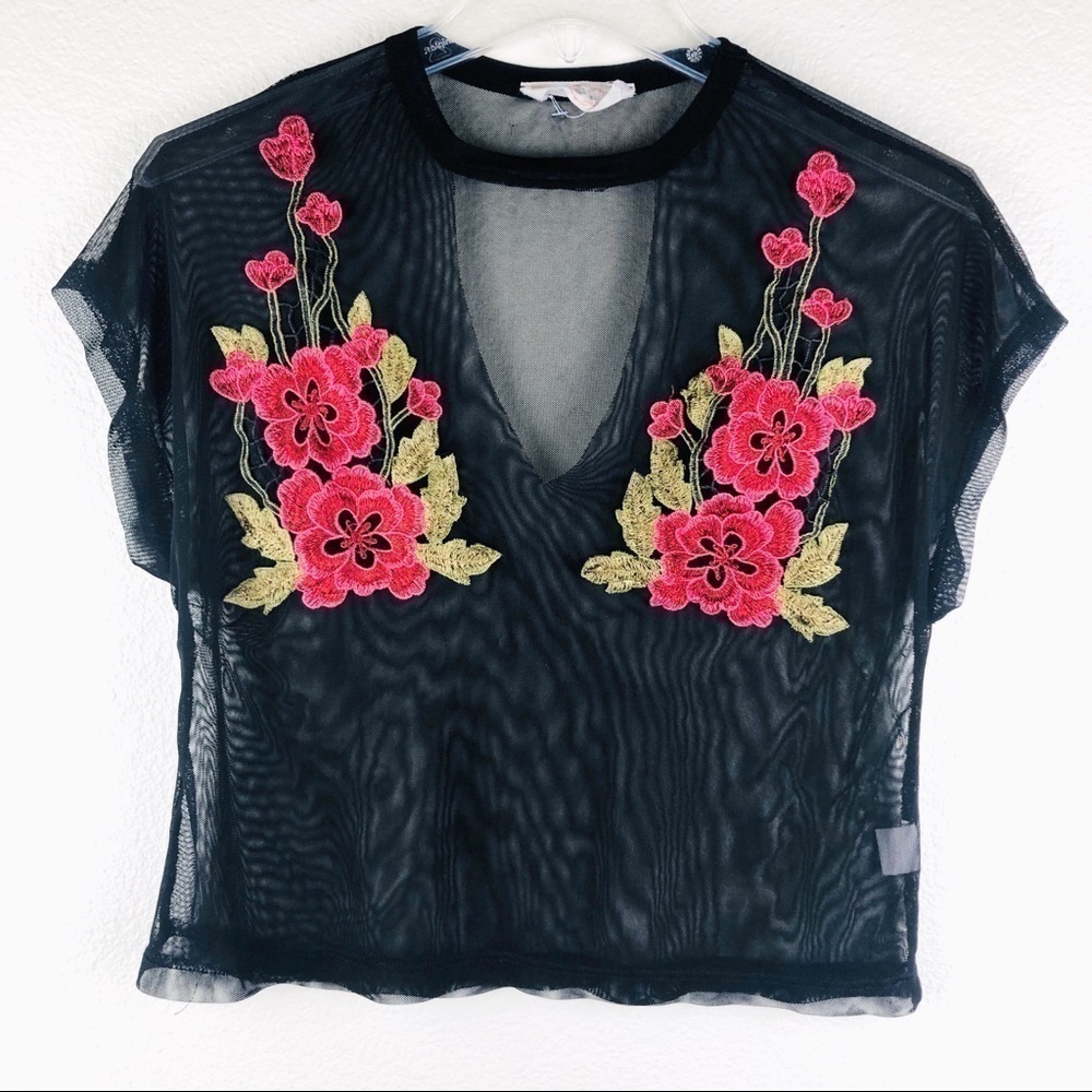 Women’s Twinkle By Wenlan Black Sheer Mesh Shirt Size Small!